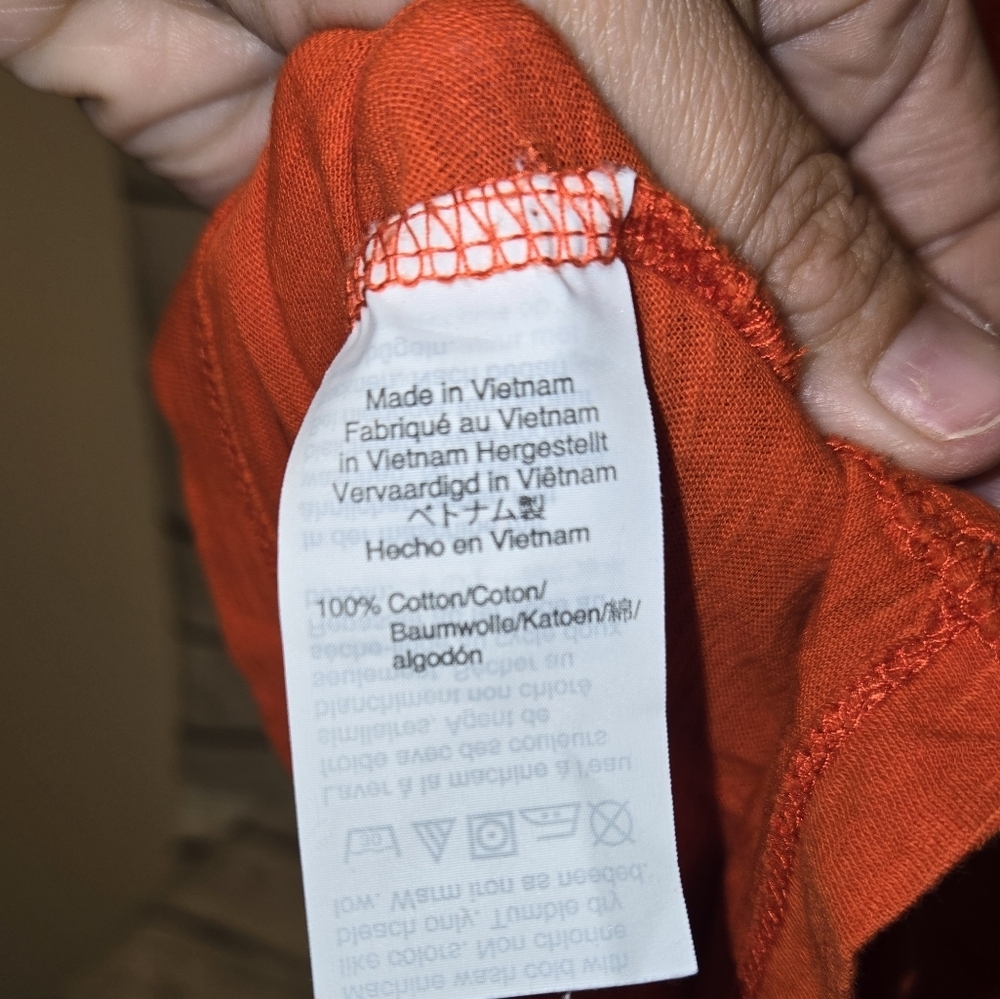 MADEWELL 100% Cotton classic Short-Sleeve V-Neck Pocket T-Shirt orange Red L - Picture 4 of 6